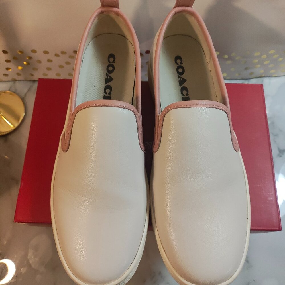 COACH C115 SLIP-ON SNEAKER LOAFER/ CREAM/ PETAL - Women's Size 10